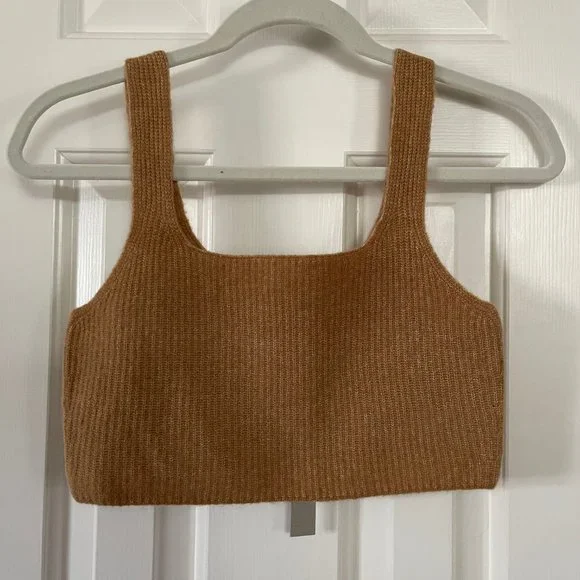 Everlane Brown Square Neck Crop Tank Top Size Medium - Picture 5 of 8